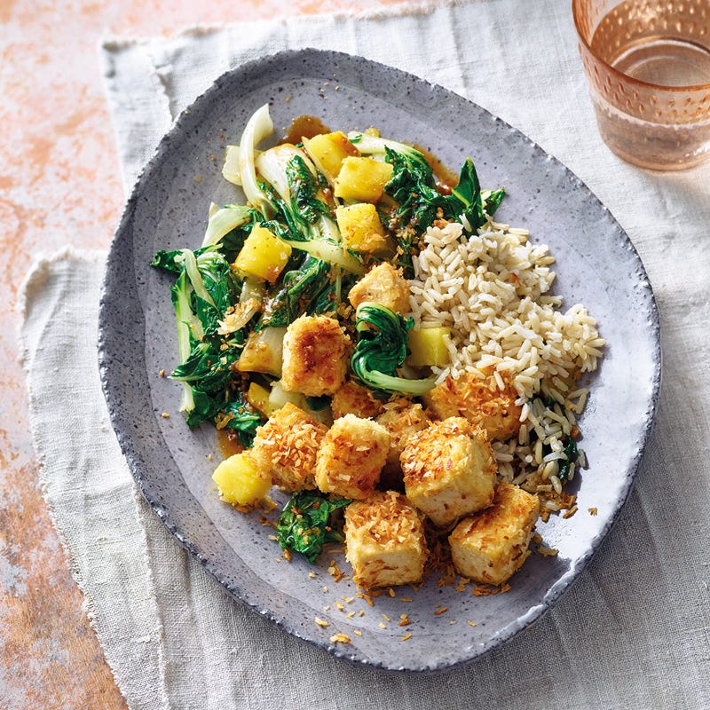 Kokostofu mit fruchtigem Pak Choi