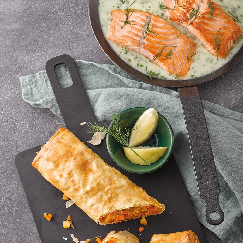 Lachs mit Gemüsestrudel
