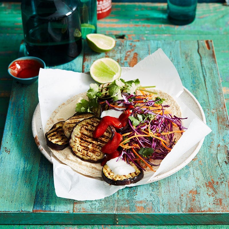Spicy eggplant wraps