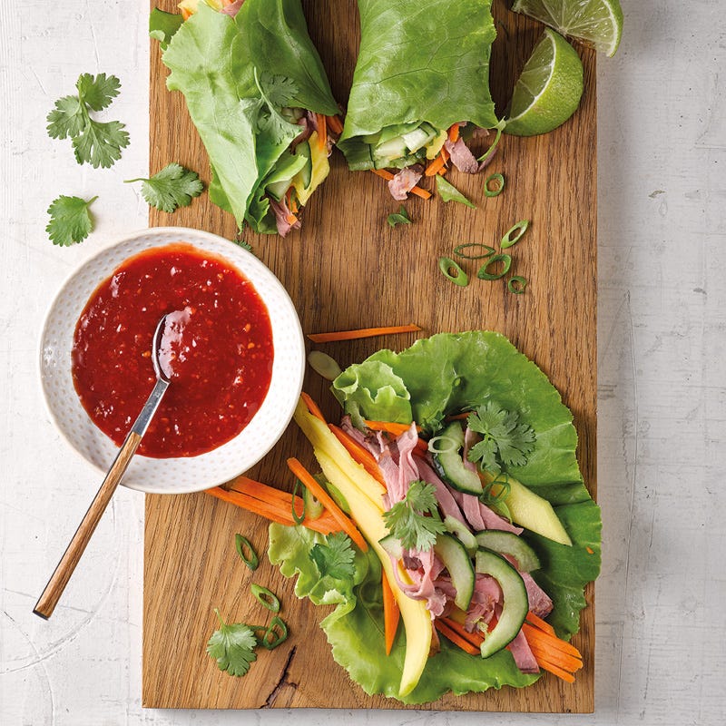 Roastbeef-Mango-Wraps mit Gurke