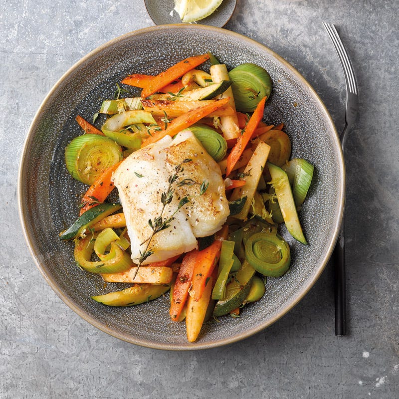 Ofengemüse mit Kabeljau