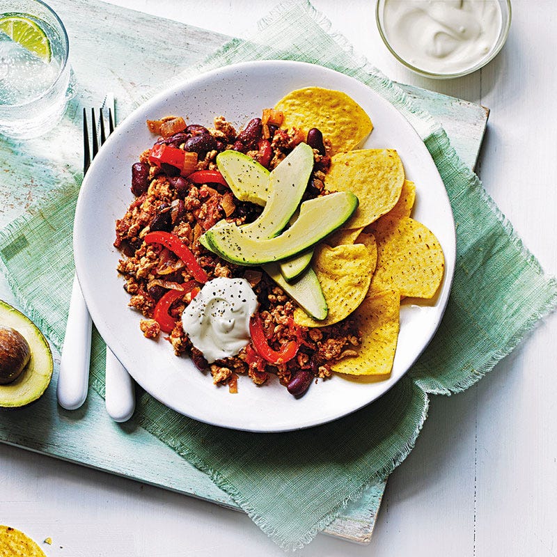 Geflügelchili mit Tortillachips