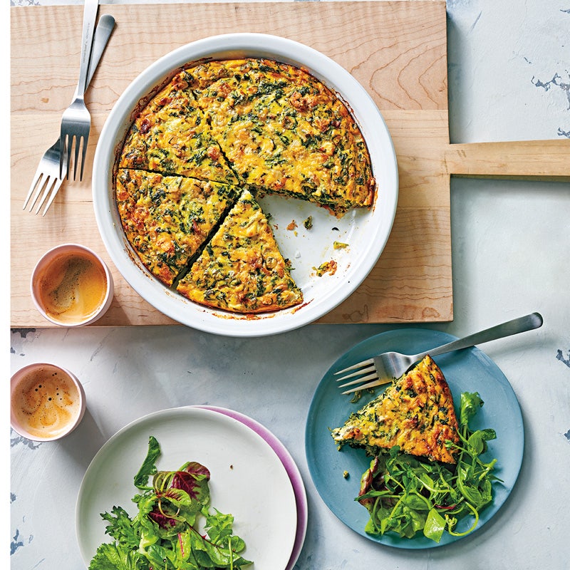 Fünf-Käse-Spinat-Quiche ohne Boden