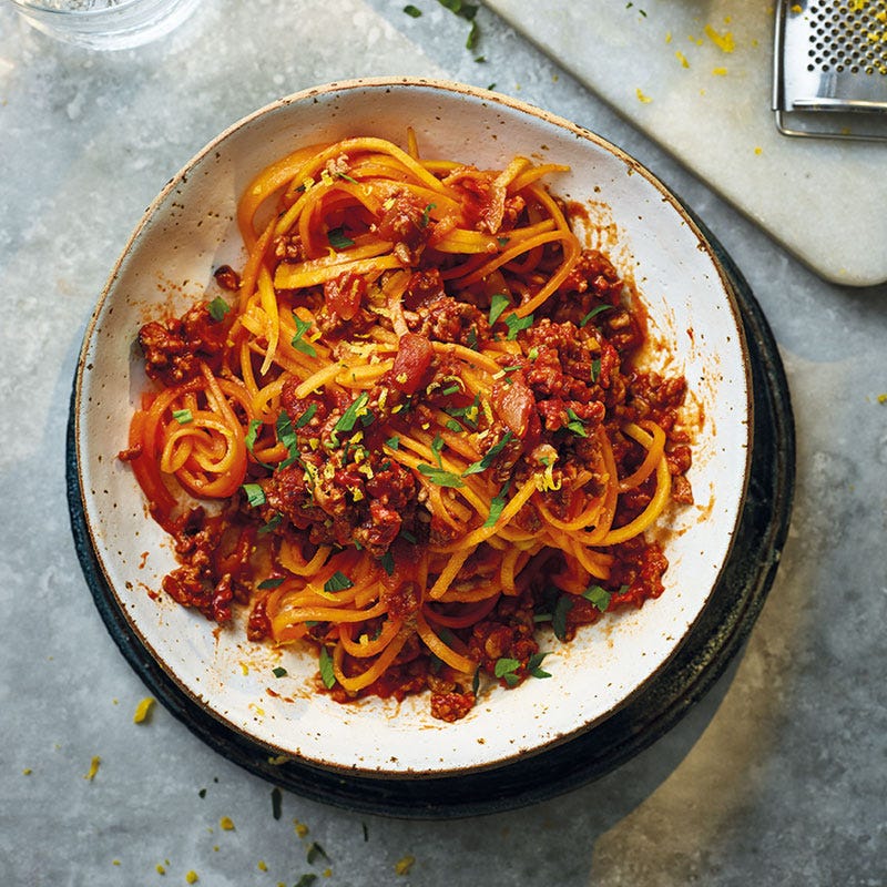 Tatar-Fenchel-Ragout mit Karottenspaghetti