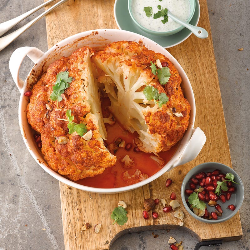 Gebackener Blumenkohl mit Joghurtdip