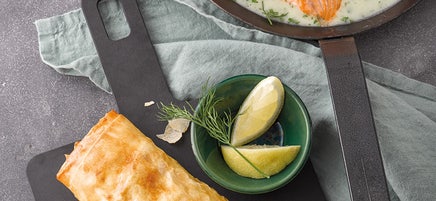 Saumon et strudel de légumes