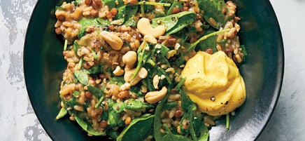 Risotto aux lentilles et yogourt au curcuma