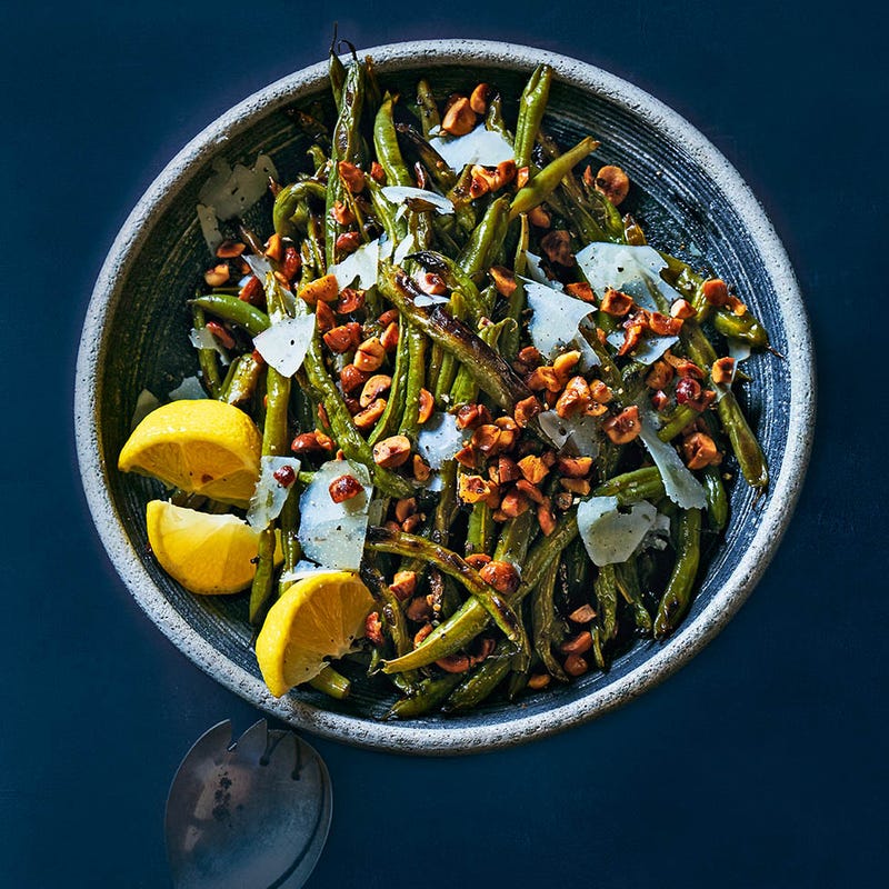 Photo of Roasted green beans with toasted hazelnuts & shaved Parmesan by WW