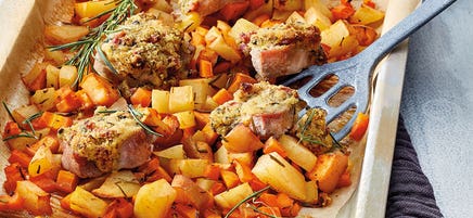 Gratinierte Schweinefilets mit Apfel