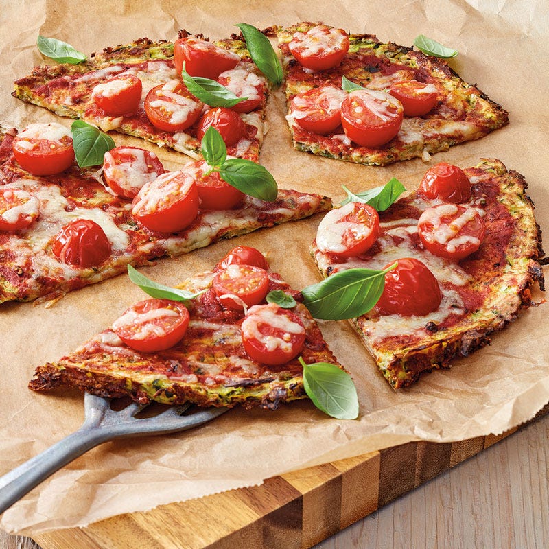 Pizza Margherita mit Zucchiniboden