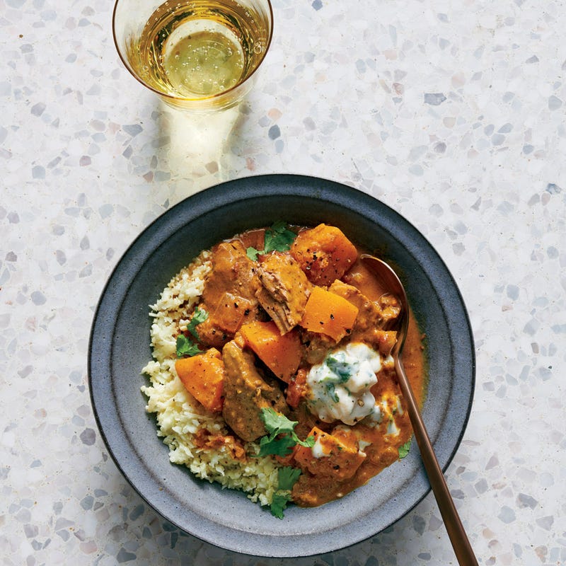 Agneau korma et banana raita