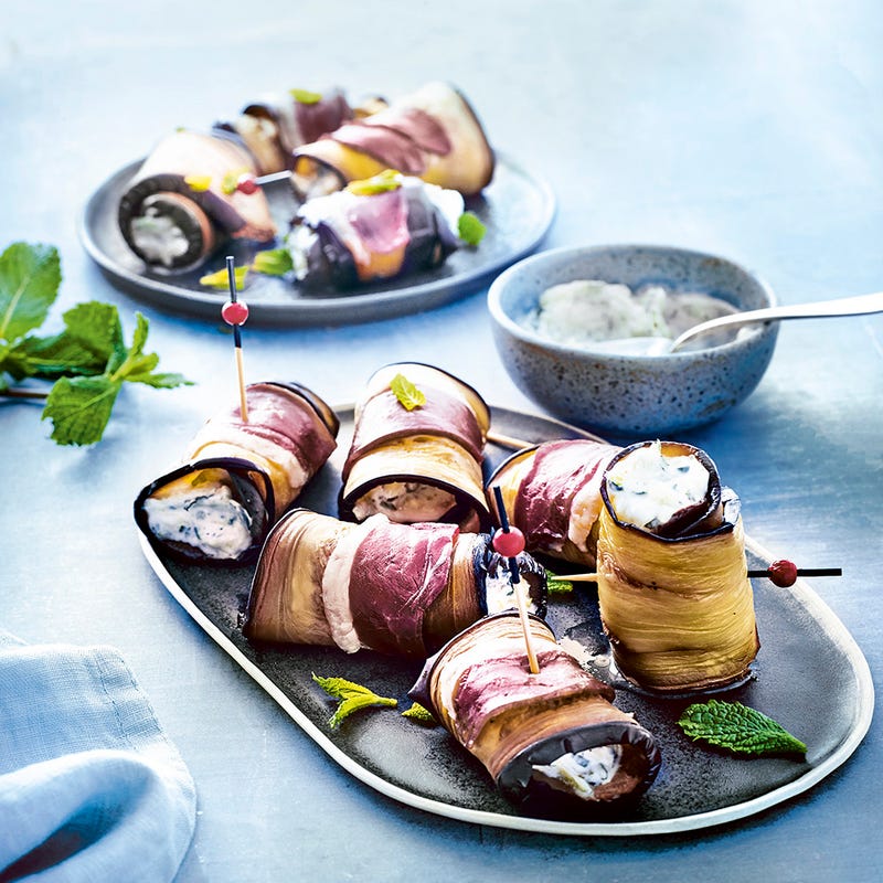 Roulés d'aubergines au magret