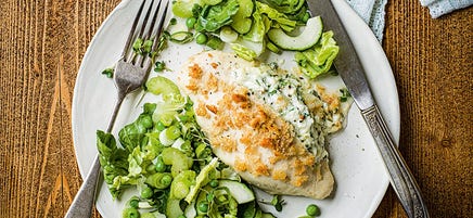 Kiev-style chicken with garden greens salad