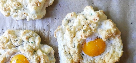 Cheese and herb cloud eggs