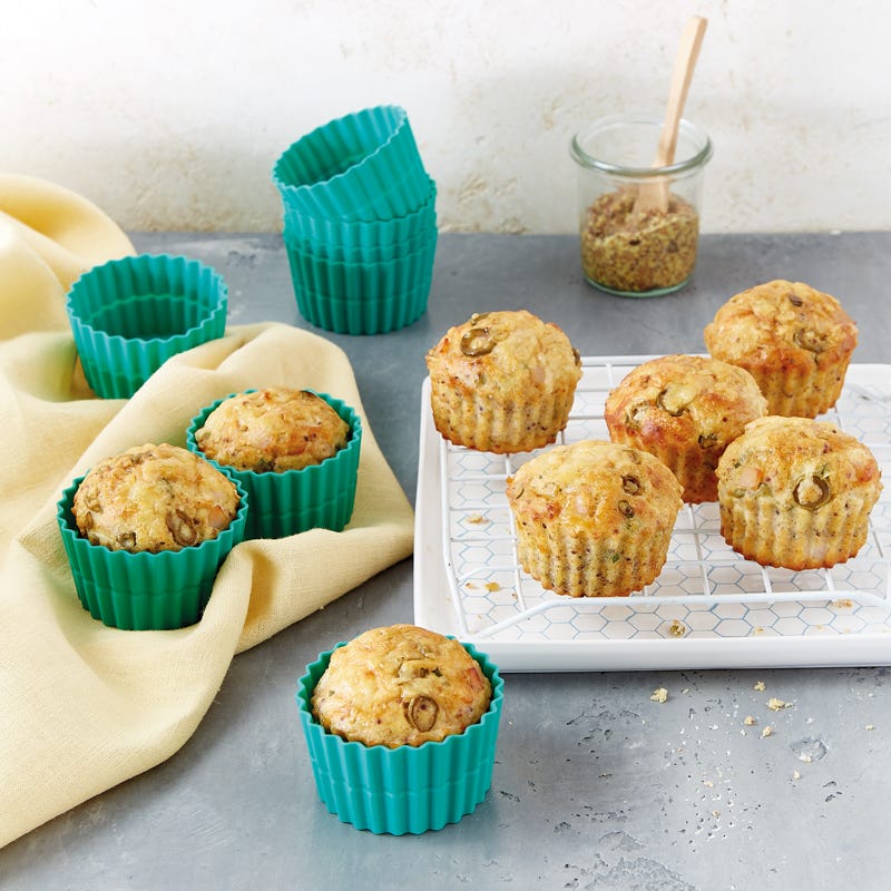 Mini-Cakes mit Hähnchen und grünen Oliven