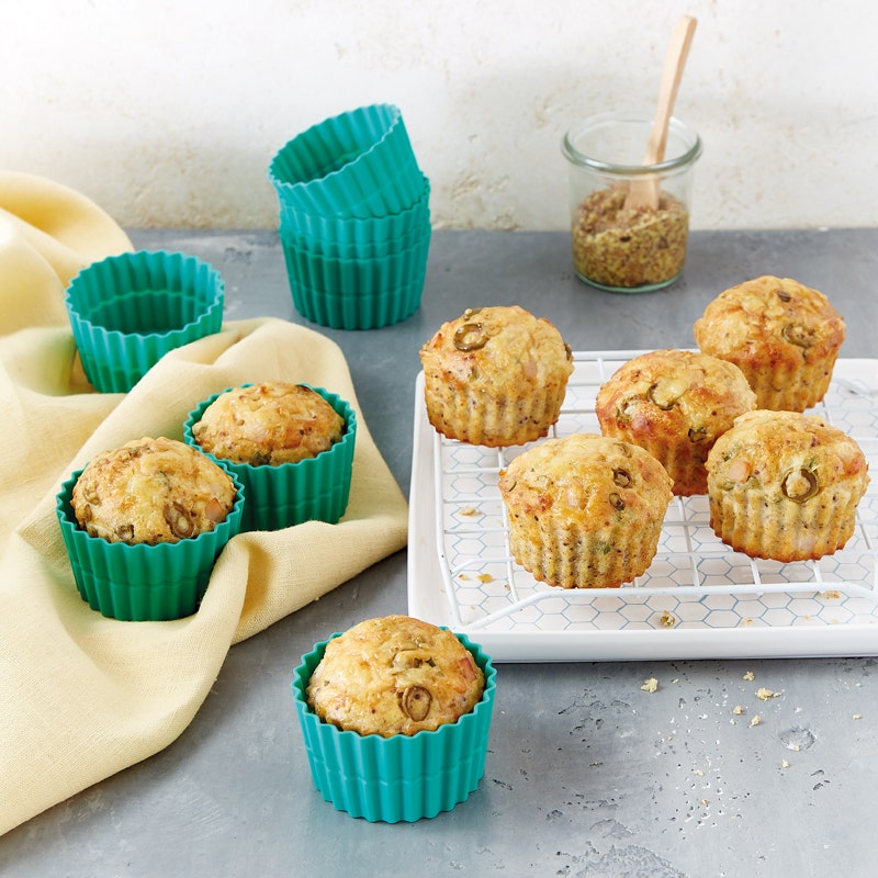 Mini-Cakes mit Hähnchen und grünen Oliven