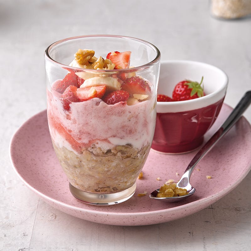 Foto van Overnight oats met aardbei en banaan door WW