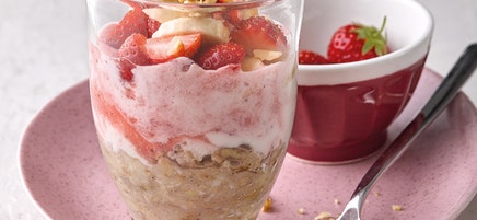Overnight oats met aardbei en banaan