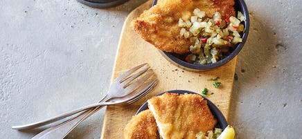 Minischnitzel med gurkrelish