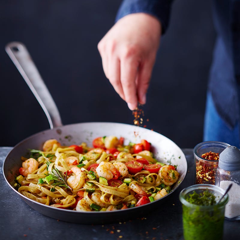 ViktVäktarna - Snabb räkpasta med pesto