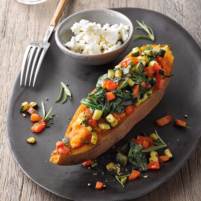 Foto van Gevulde zoete aardappel uit de magnetron door WW