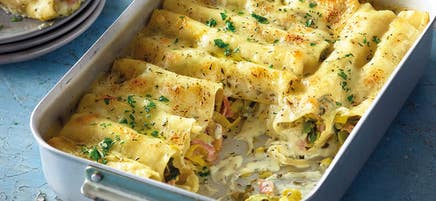 Cannellonis au jambon et aux poireaux