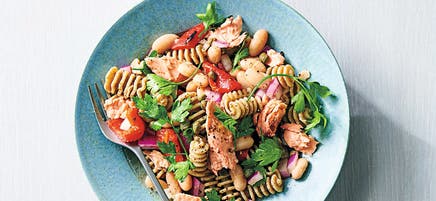 Salmon, white bean & pasta salad