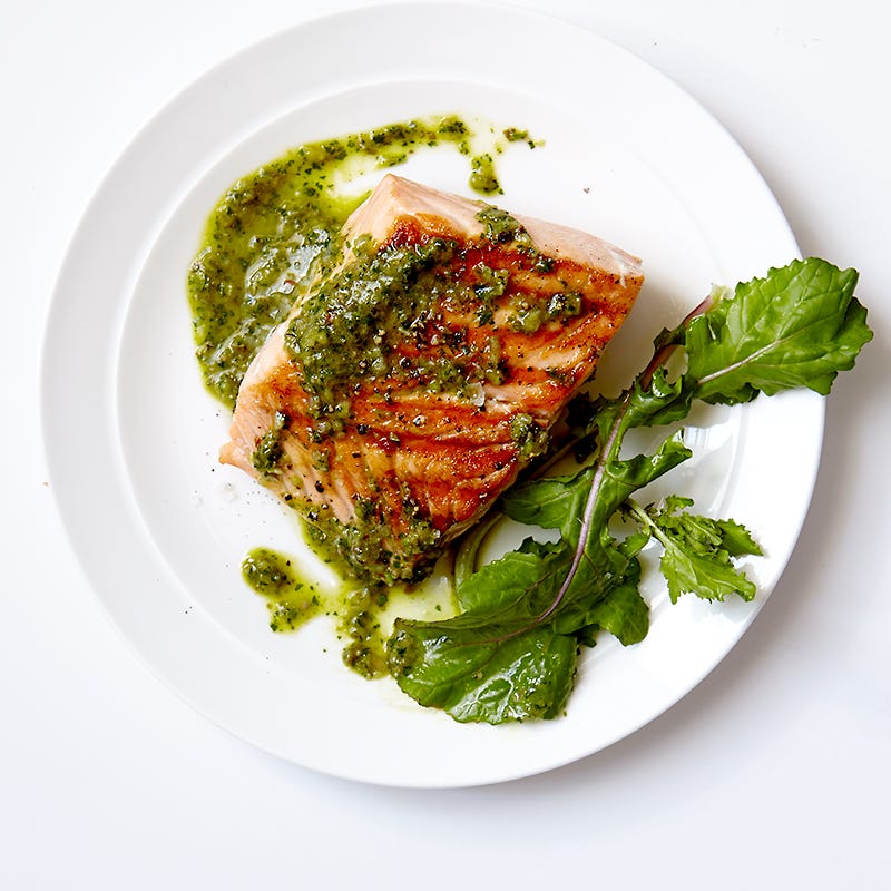 Photo of Salmon with homemade pesto sauce by WW