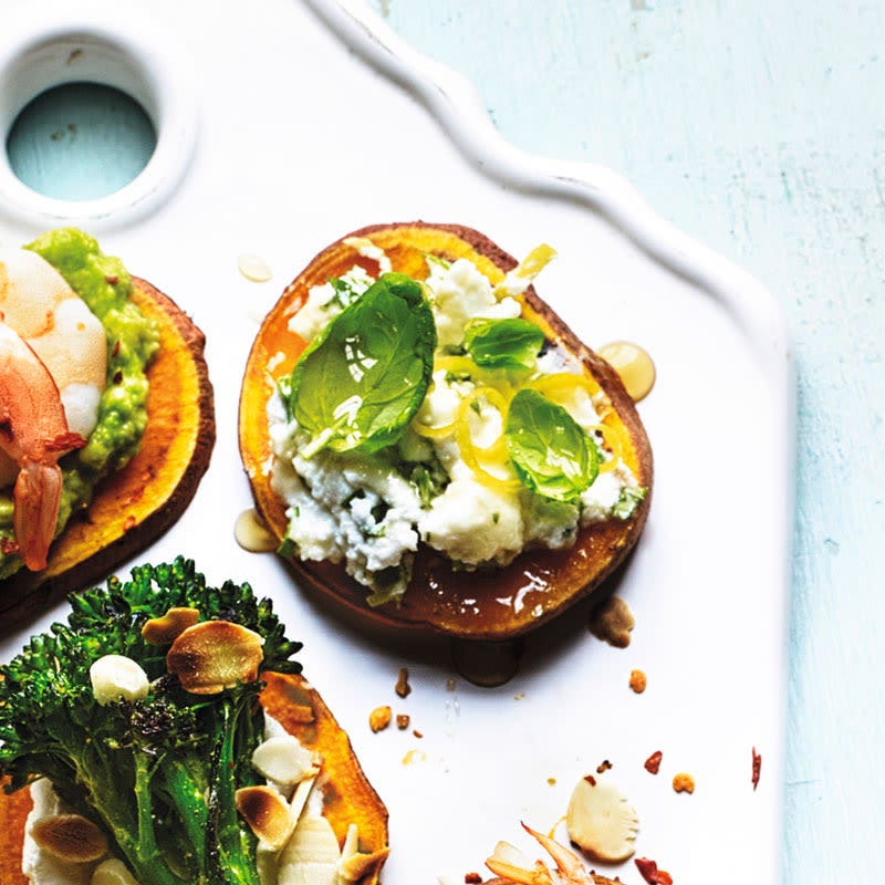 Süßkartoffel-Canapés mit Ricotta & Honig