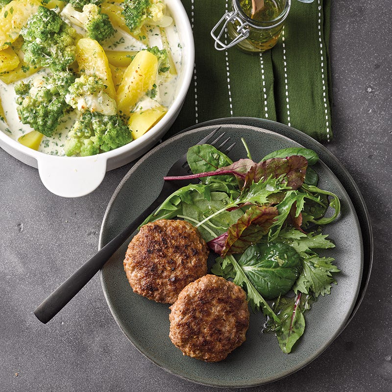 Foto van Hamburgers met aardappel romanescogratin door WW