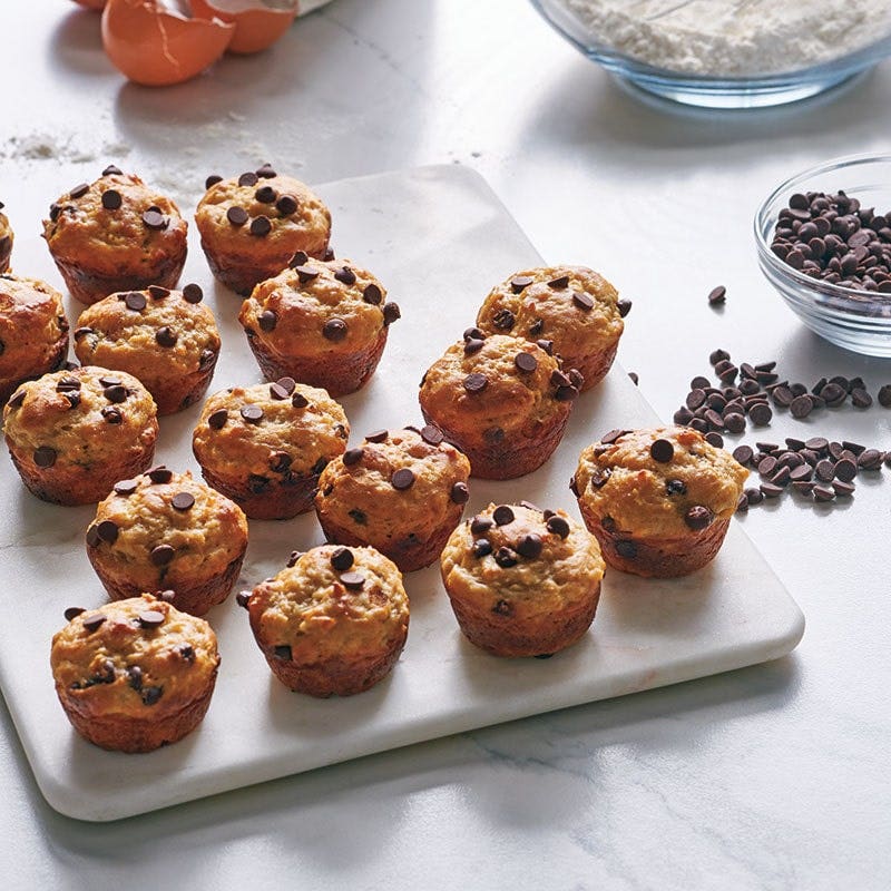 Banana choc-chip mini muffins