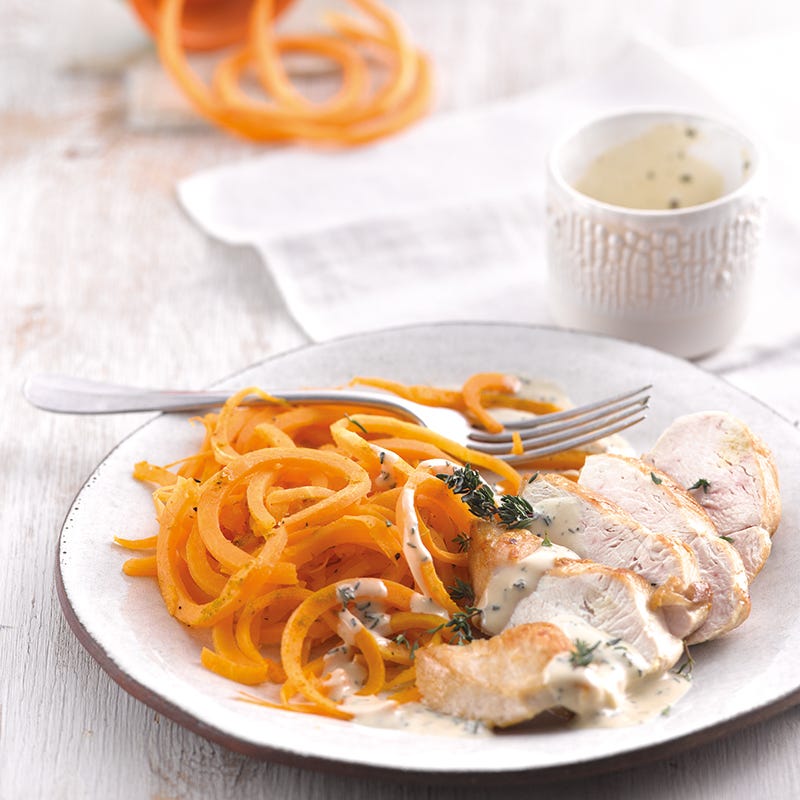 Photo de Spirales de potiron et filet de poulet prise par WW