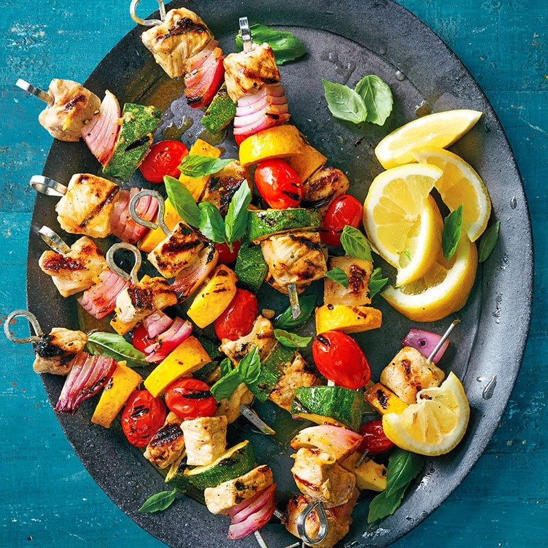 Lemon-basil pork kebabs