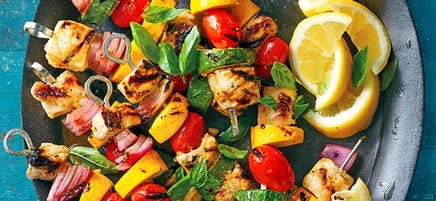 Lemon-basil pork kebabs