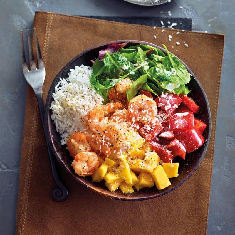 Crevetten-Mango-Bowl mit Kokos