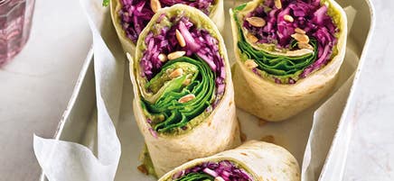 Wrap de légumes et houmous au basilic