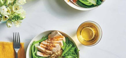 Chicken and Bok Choy Bowls with Sesame-Ginger Dressing