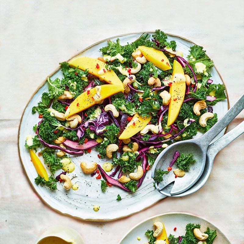 Kale, mango and cashew salad