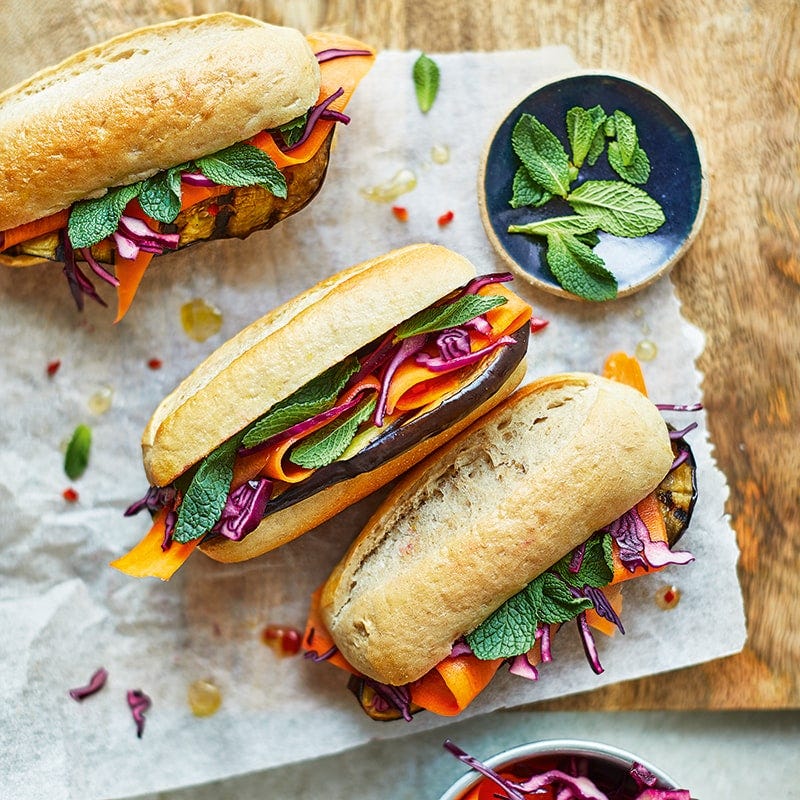 Chargrilled eggplant banh mi