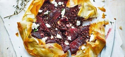 Beetroot and feta filo galette