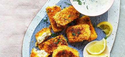 Tofu nuggets with ranch-style dip
