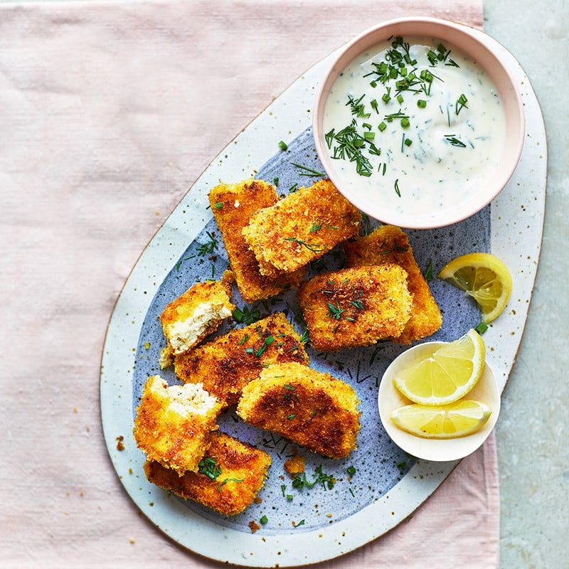 Tofu nuggets with ranch-style dip