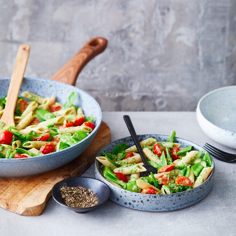 Frühlingspasta mit Bärlauchpesto