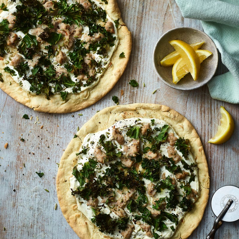Photo of Sausage & kale flatbread pizzas by WW