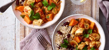 Caribbean-style sweet potato & chicken curry