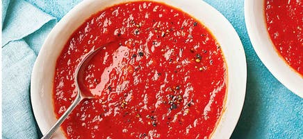 Smoky tomato soup with pitta