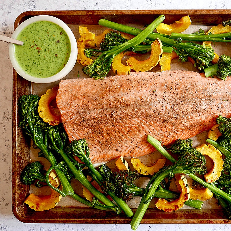 Sheet pan chimichurri-arctic char and vegetables