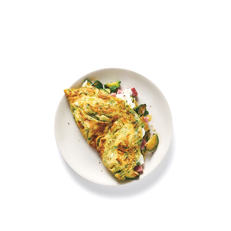 Foto van Omelet met geitenkaas, courgette en ham door WW