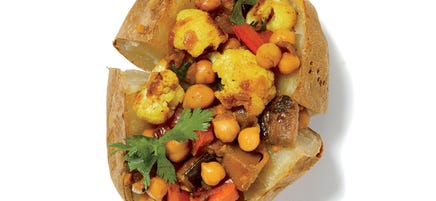 Vegetable curry jacket potatoes