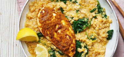 Quick korma chicken & lentils